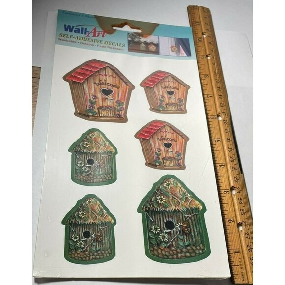 Bird Houses Wall Art Self Adhesive Decals Washable Durable Lot of 3 Only - Picture 6 of 7
